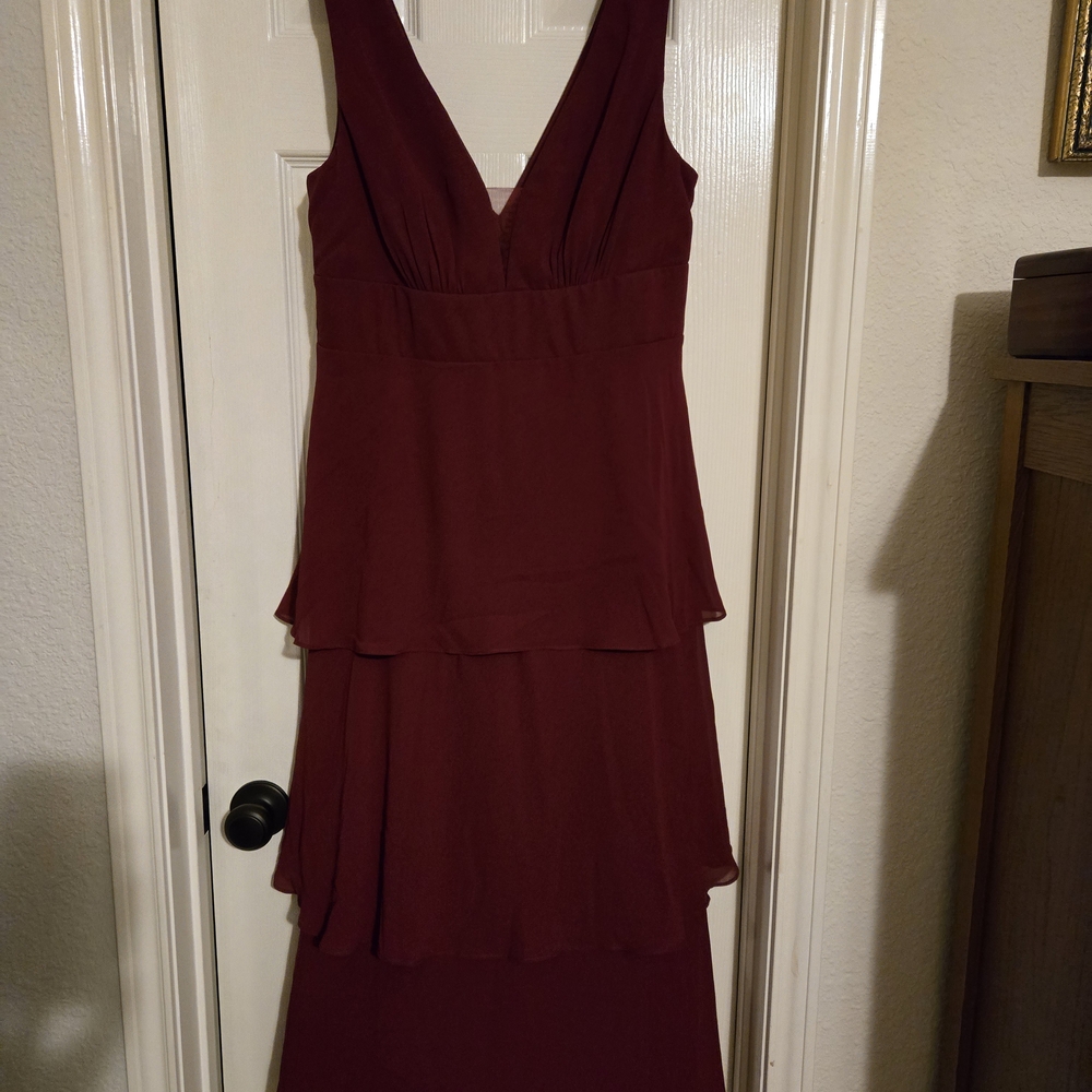 Ever Pretty Burgundy Layered Midi Dress